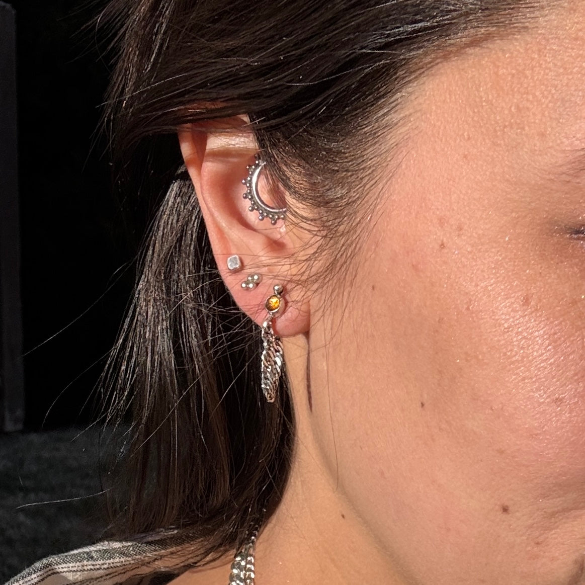 Citrine Chain Studs