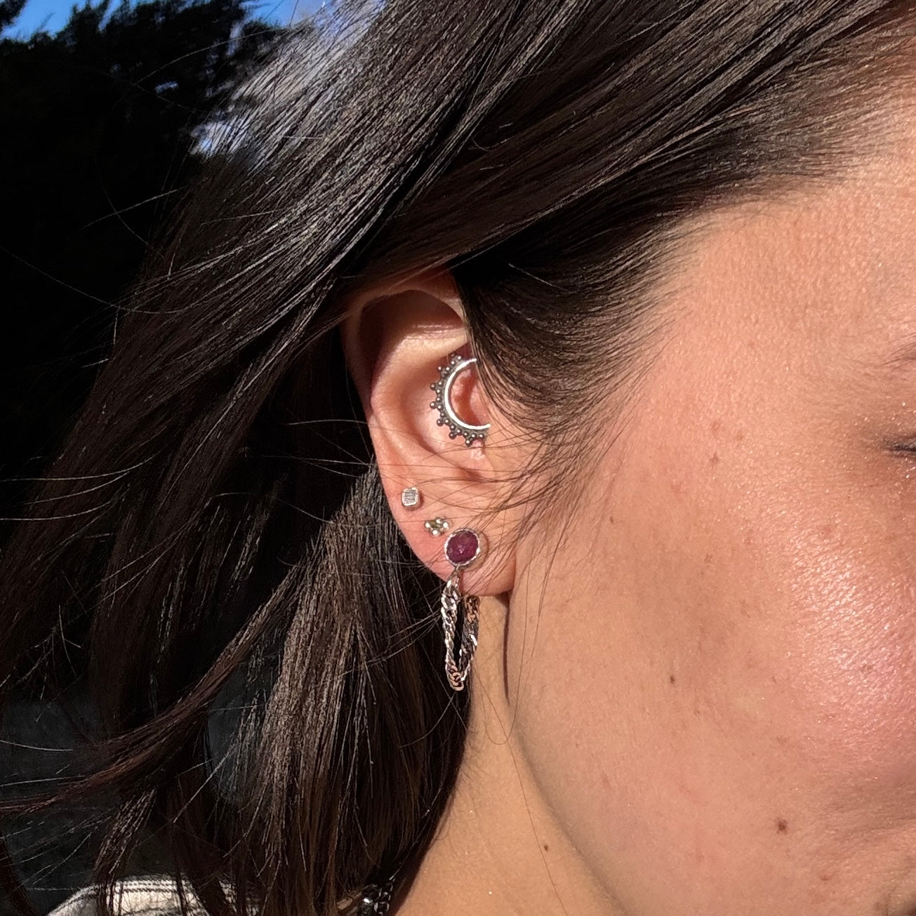 Ruby Chain Studs