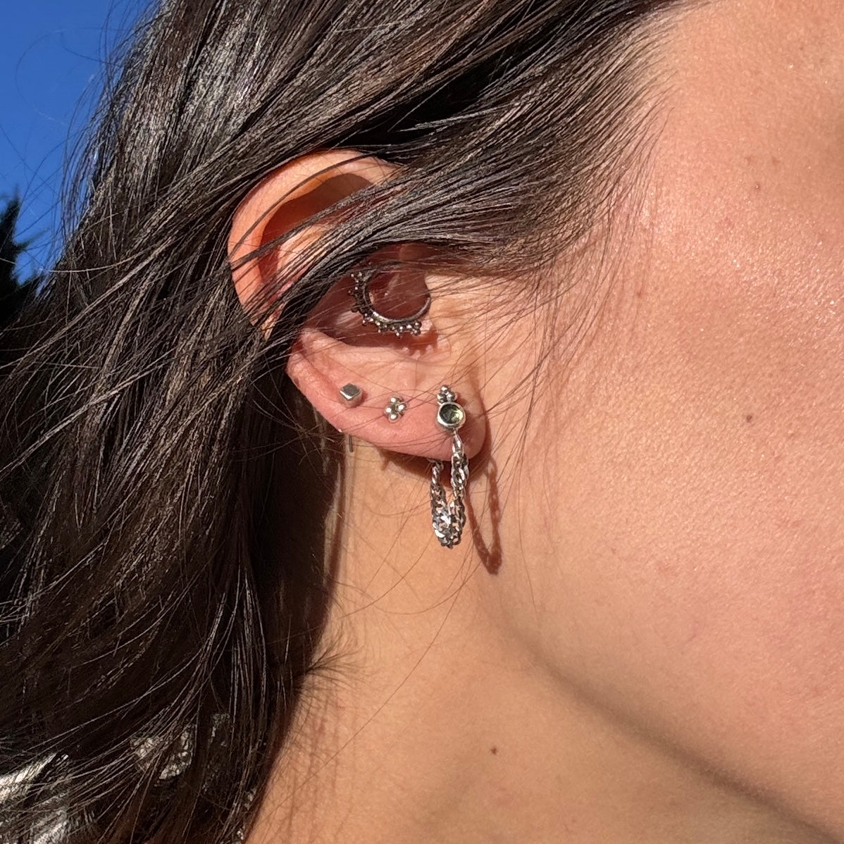 Peridot Chain Studs