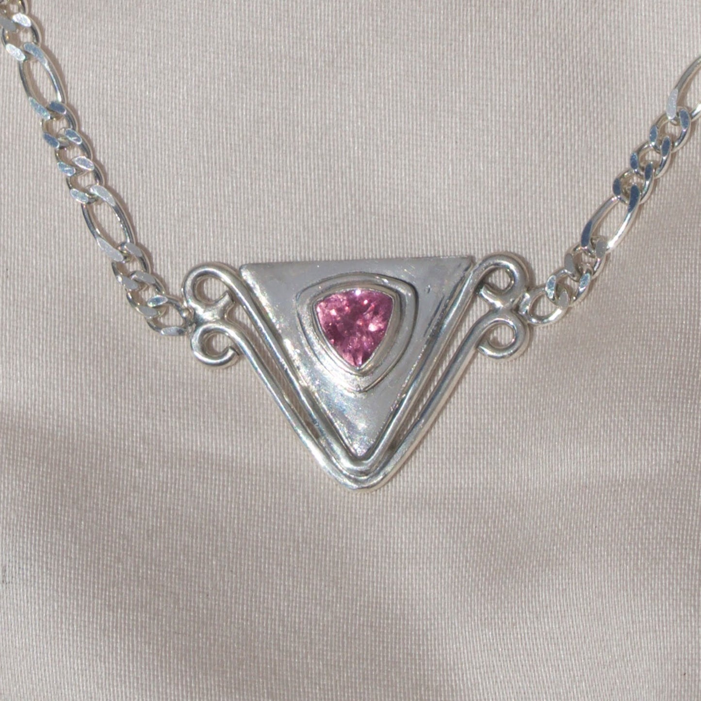 Pink Spinel Triangle Dangle