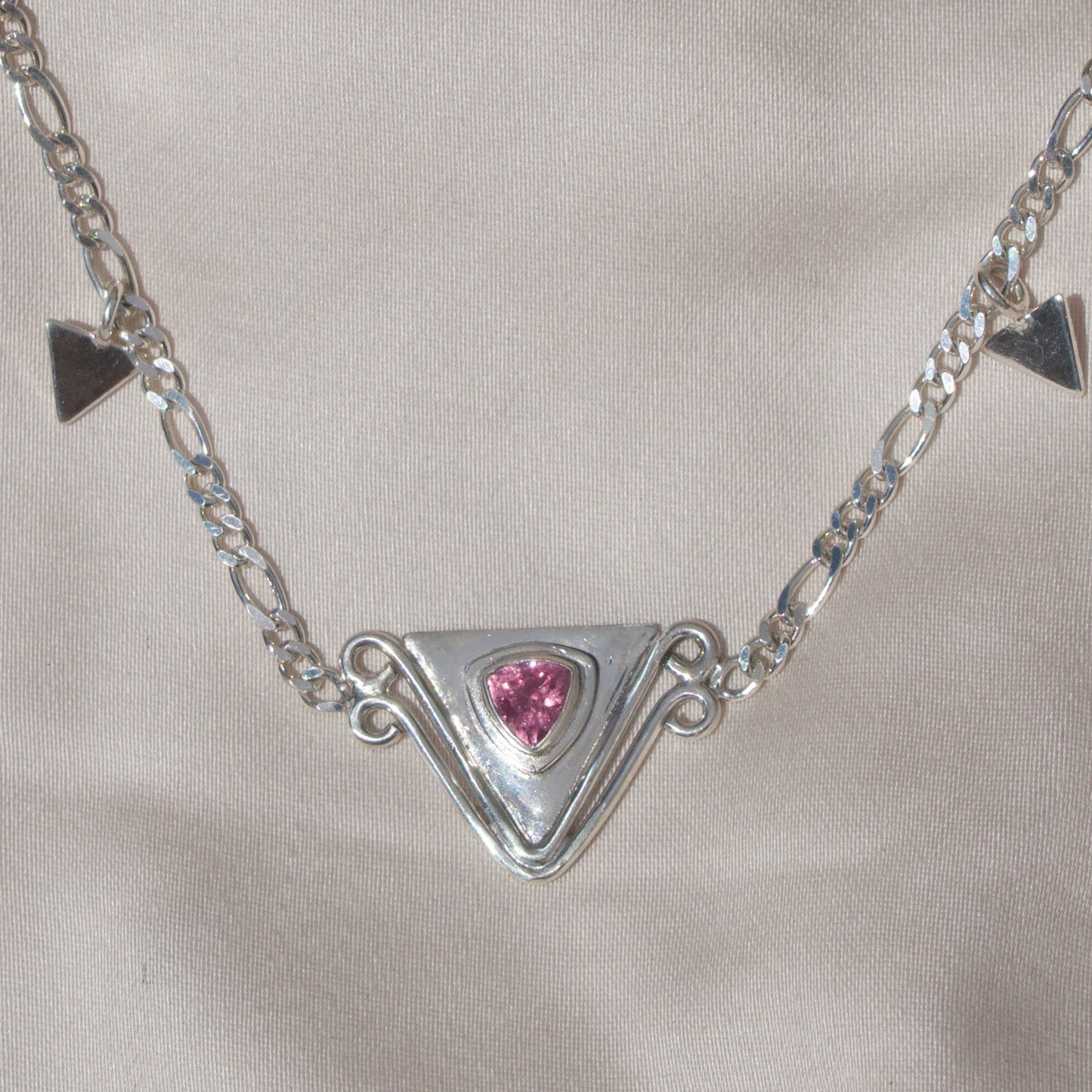 Pink Spinel Triangle Dangle