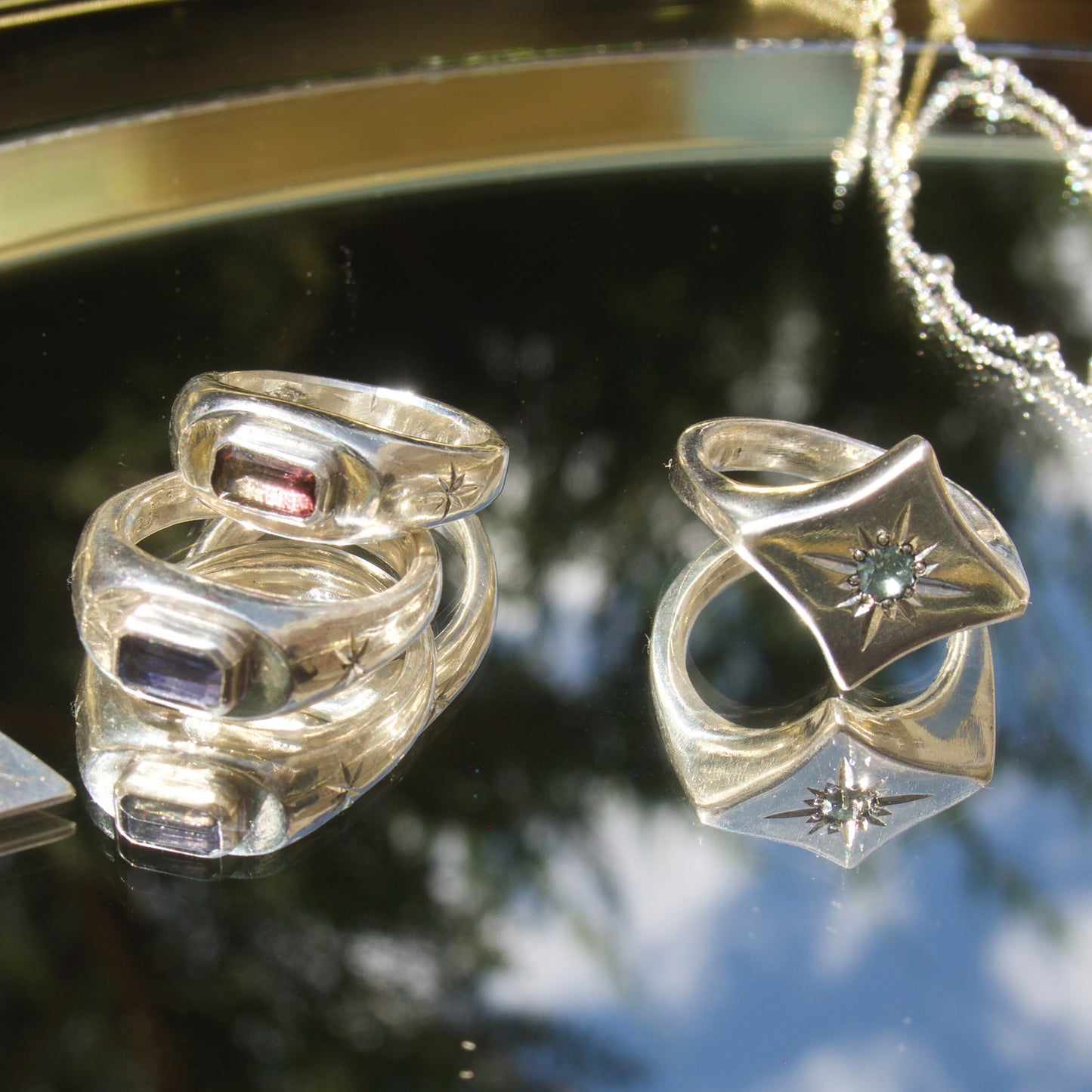 Bicolor Tourmaline Signet Stacker