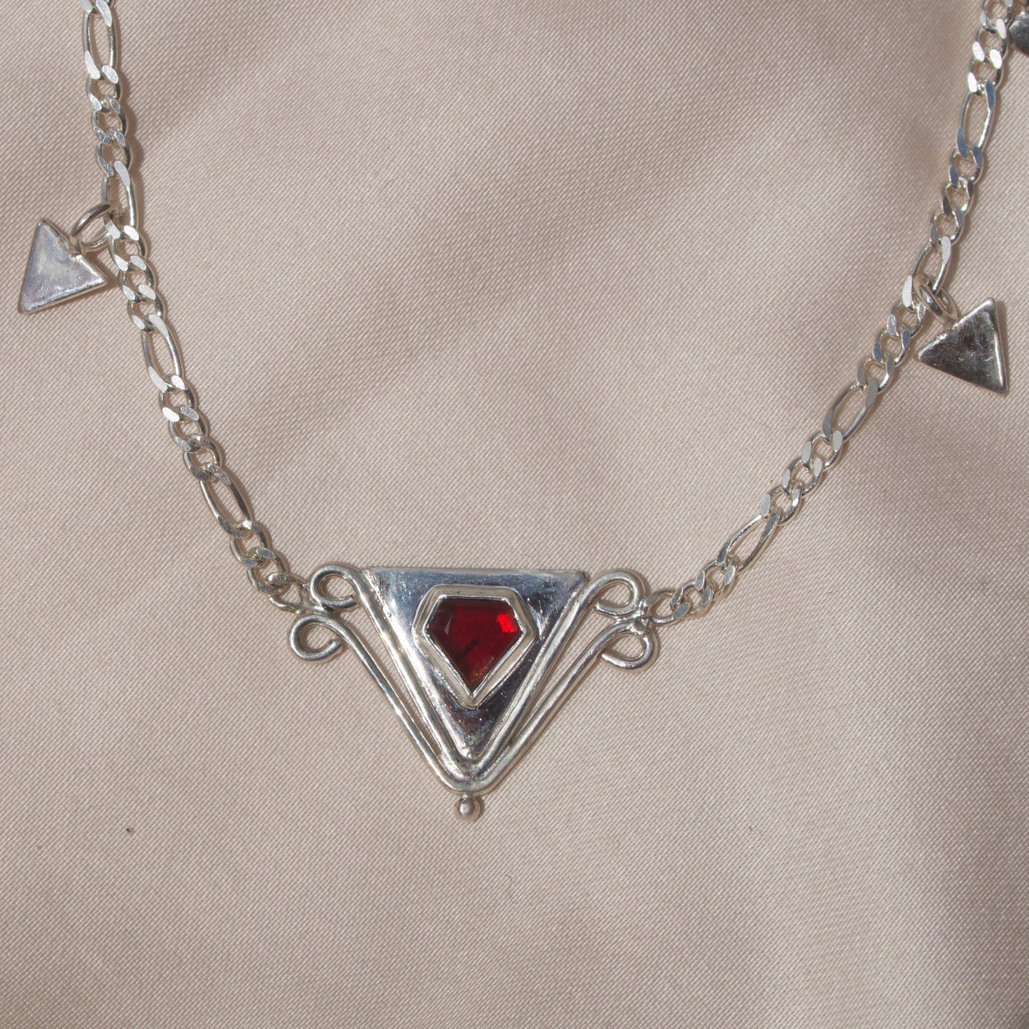 Garnet Deco Dangle Necklace