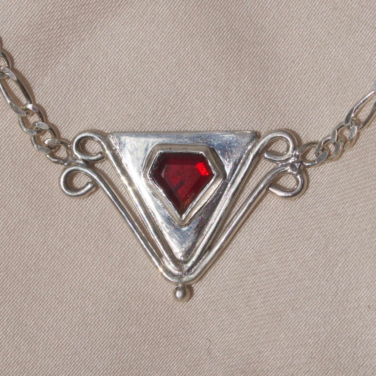 Garnet Deco Dangle Necklace