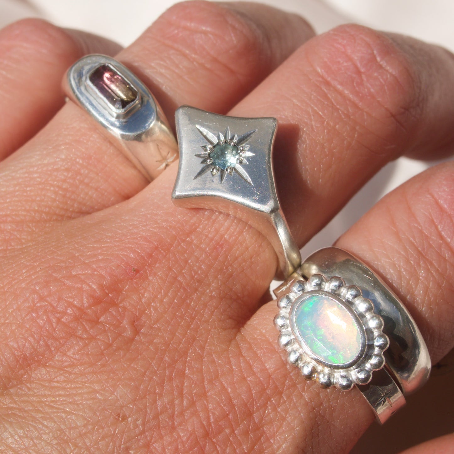Bicolor Tourmaline Signet Stacker