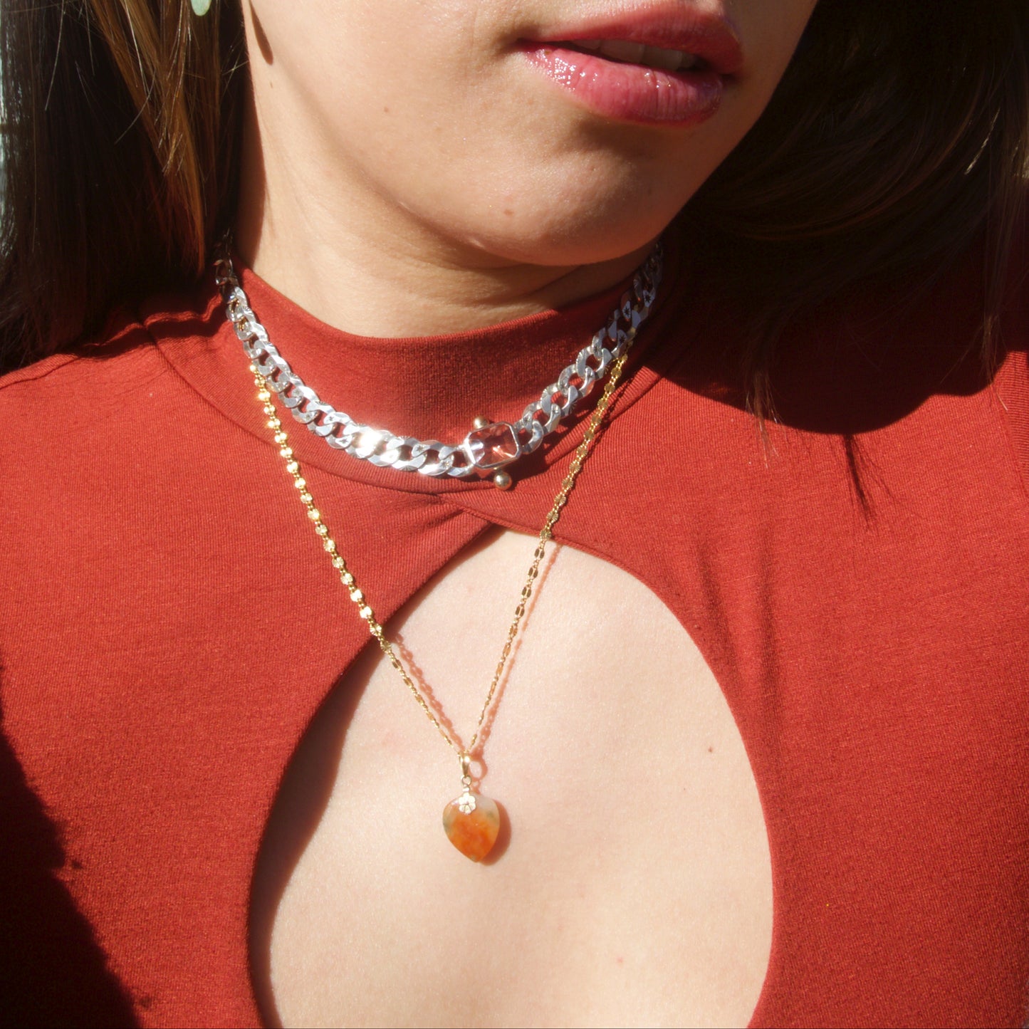Vintage ✧ Mini Red Jade Heart Pendant