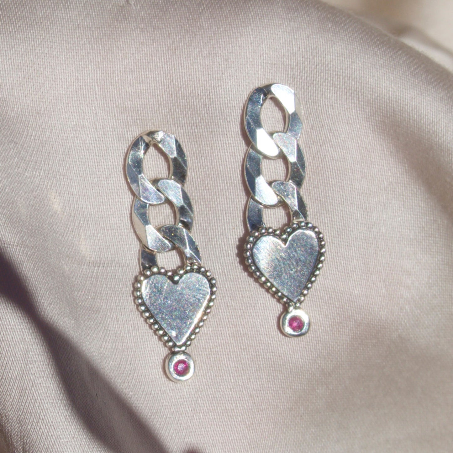 Ruby Drop Chain Earrings