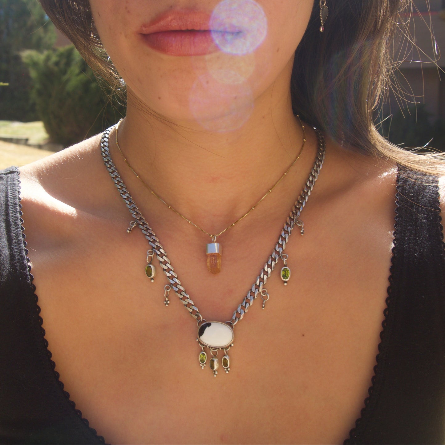 White Buffalo x Peridot Necklace