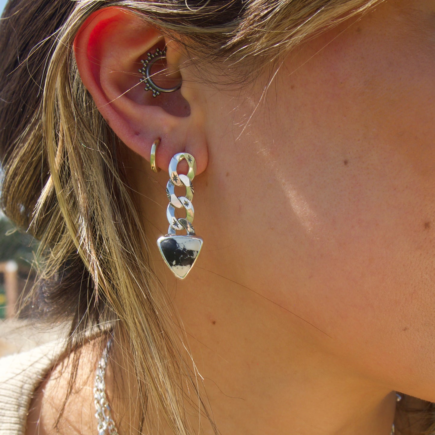Starry Eyed White Buffalo Earrings