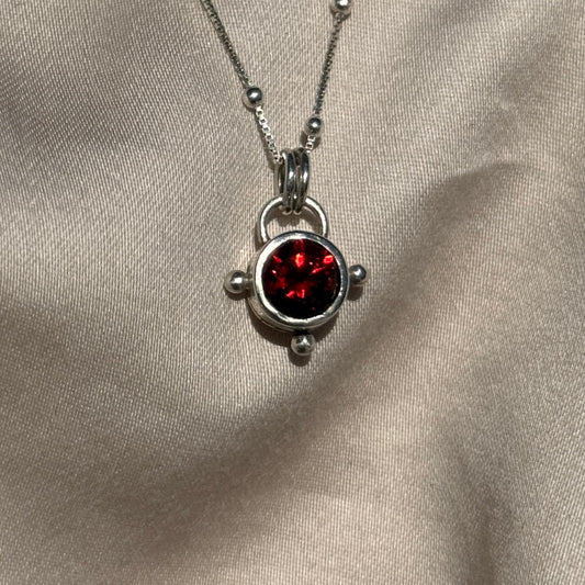 Garnet Compass Necklace