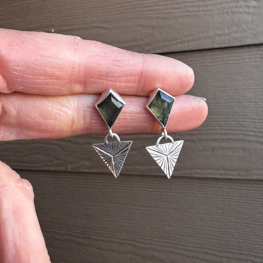 Labradorite Triangle Studs