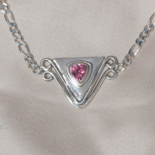 Pink Spinel Triangle Dangle