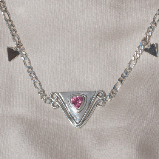 Pink Spinel Triangle Dangle