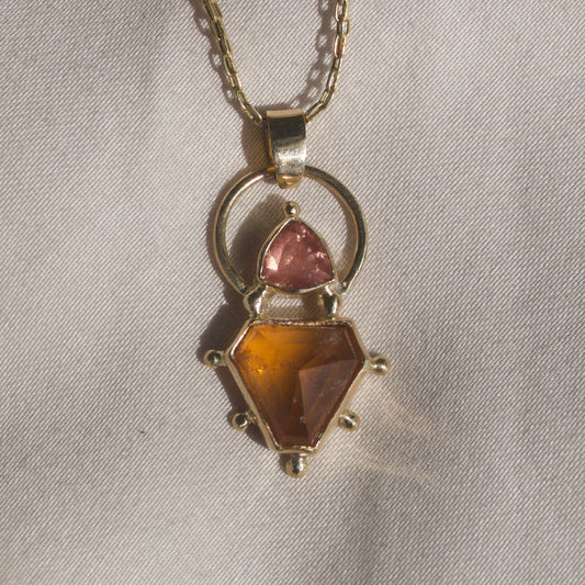 Sunstone x Garnet Pendant