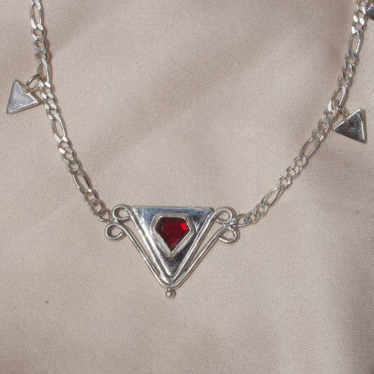 Garnet Deco Dangle Necklace