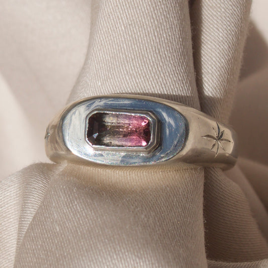 Bicolor Tourmaline Signet Stacker