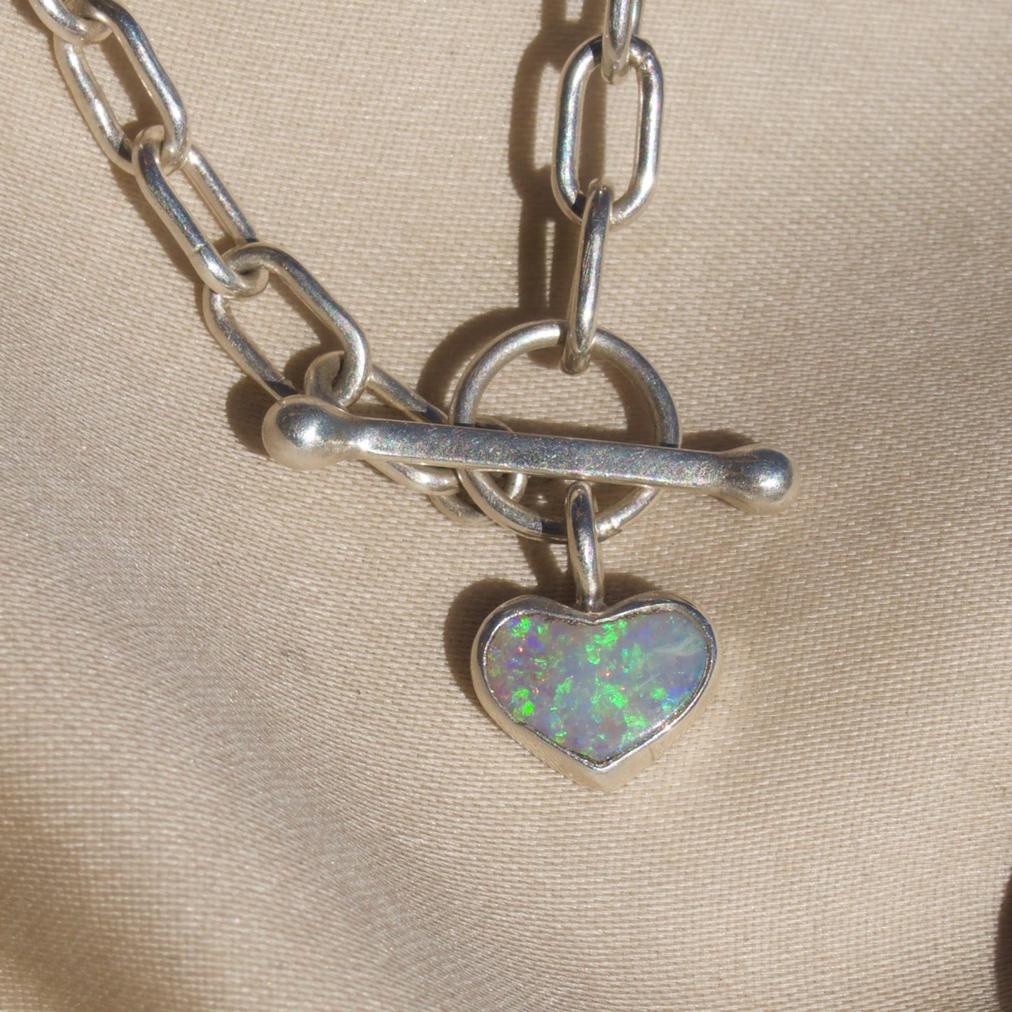 Opal Heart Toggle Necklace