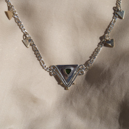 Forest Green Garnet Deco Necklace