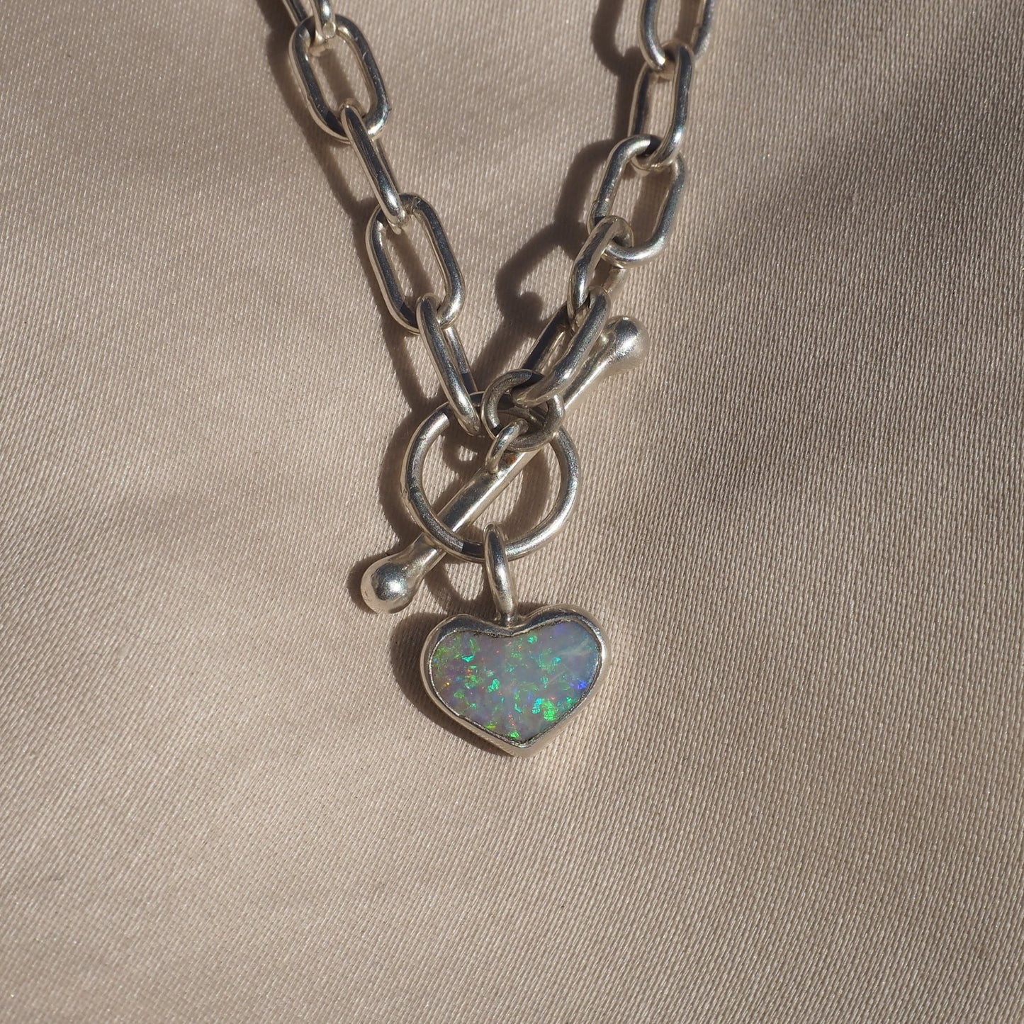Opal Heart Toggle Necklace