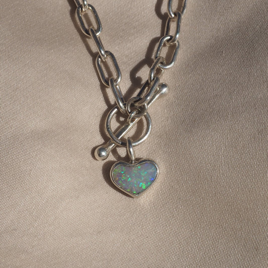 Opal Heart Toggle Necklace