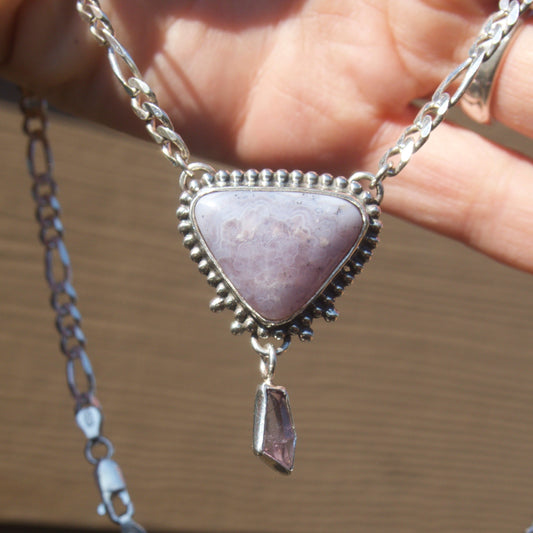 amethyst agate with spinel necklace