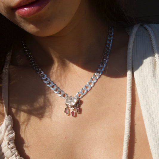 Herkimer Quartz x Spinel Necklace