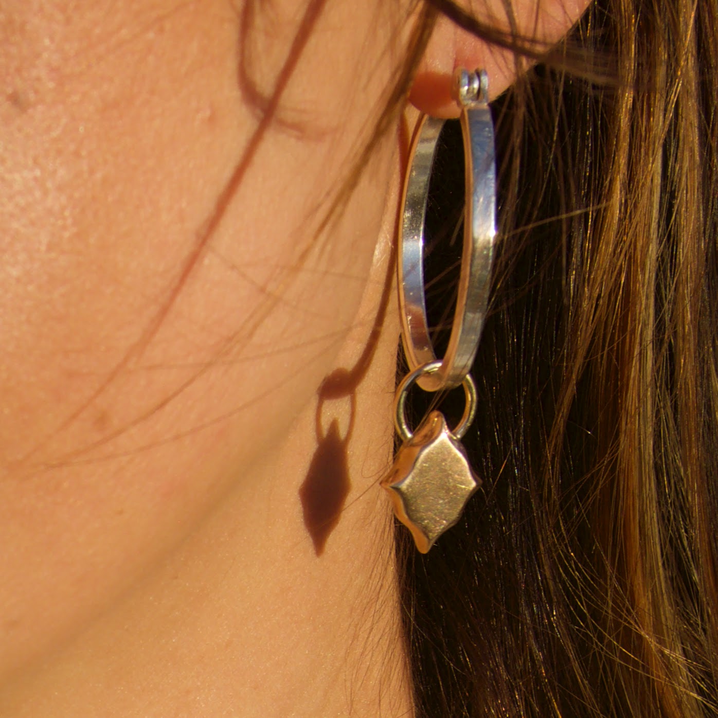 MTO / Hoops with Brass Tile Charms