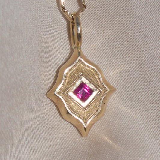 14k Ruby Tile Charm
