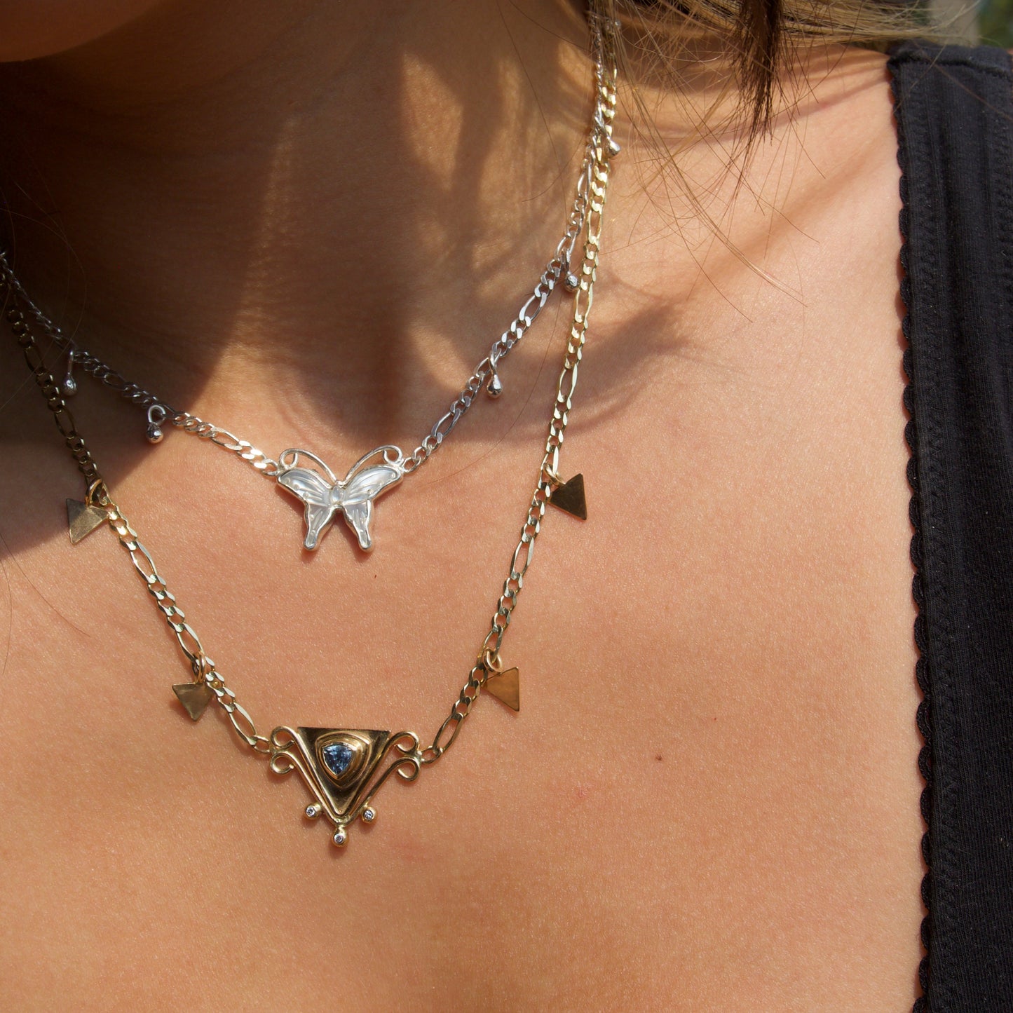 Montana Sapphire Triangle Dangle