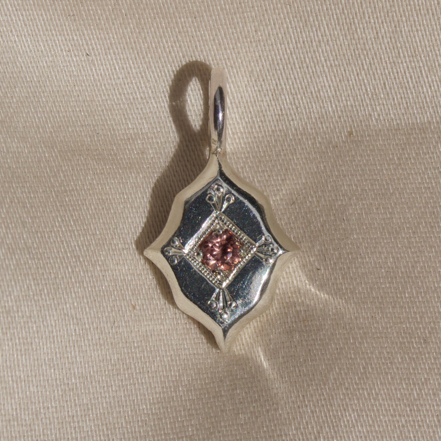 Rose Zircon Tile Charm