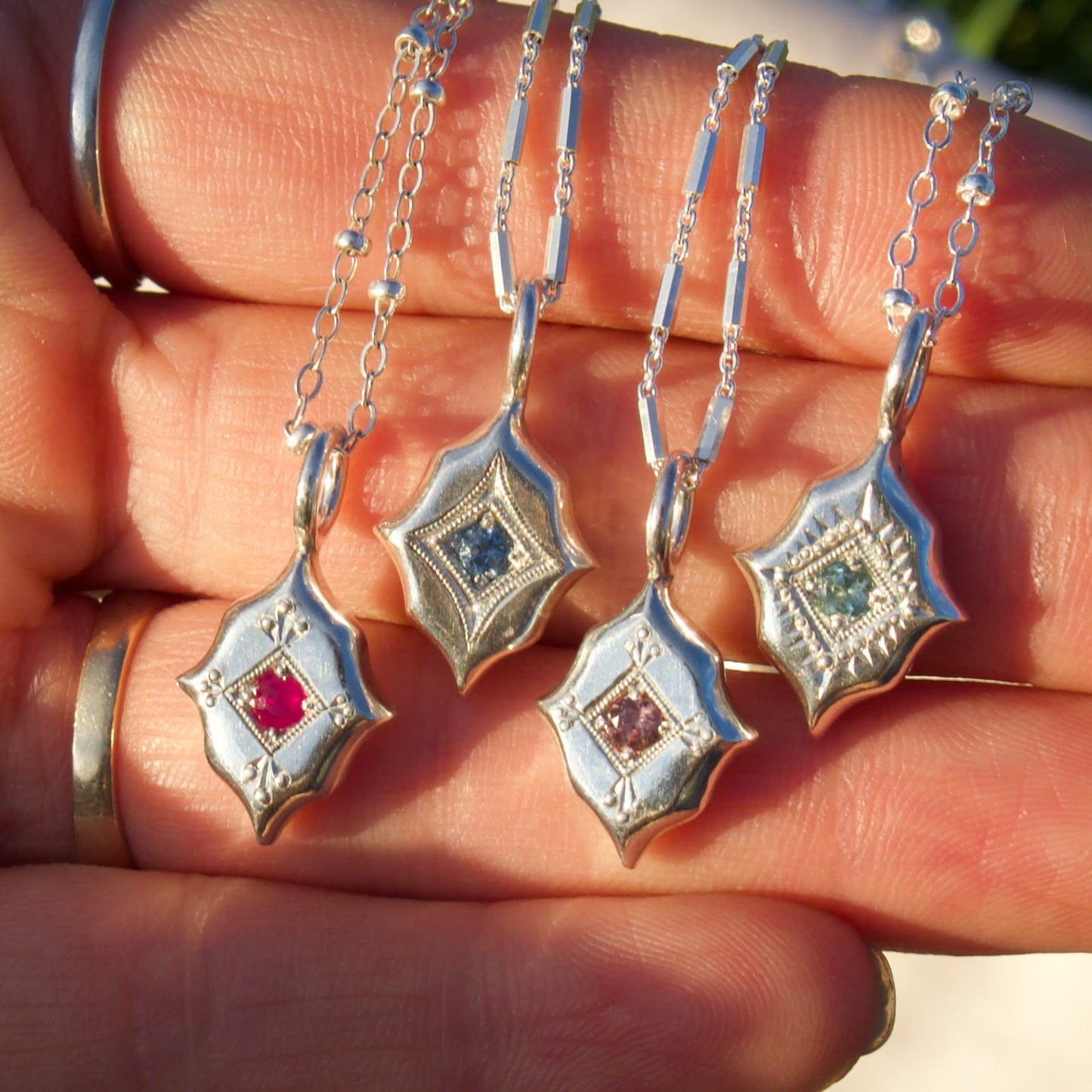 Rose Zircon Tile Charm