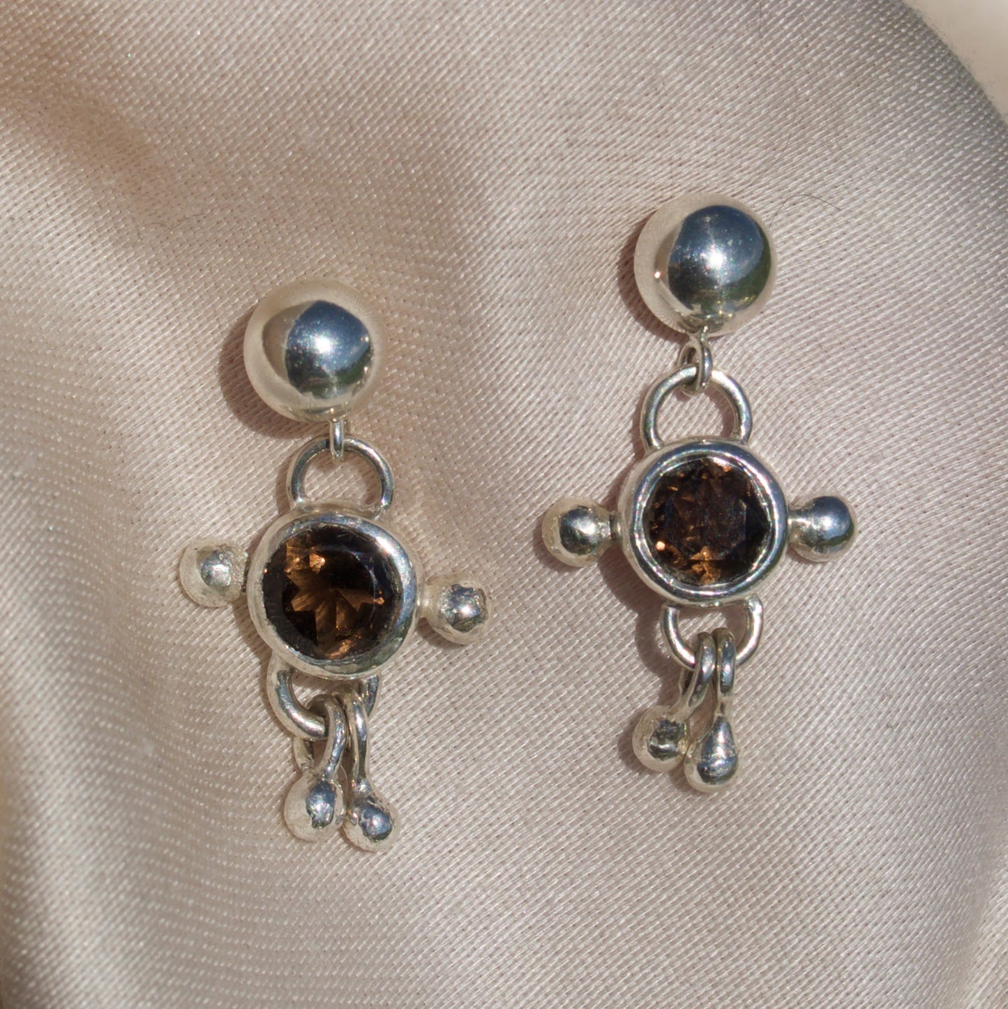 Smokey Quartz Dangley Studs