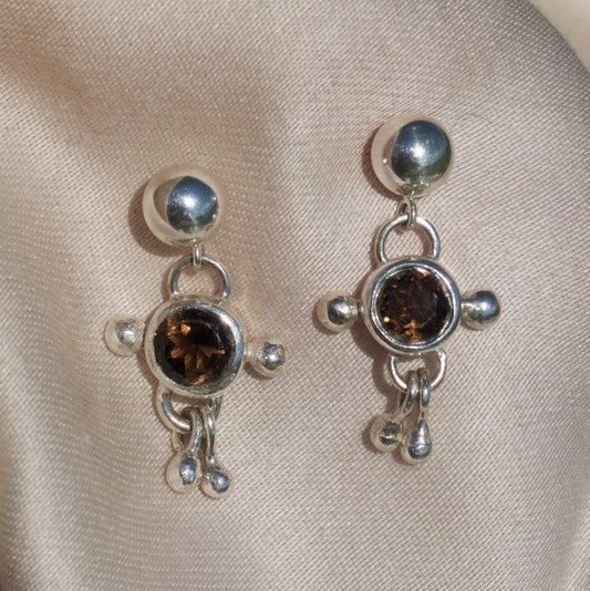 Smokey Quartz Dangley Studs