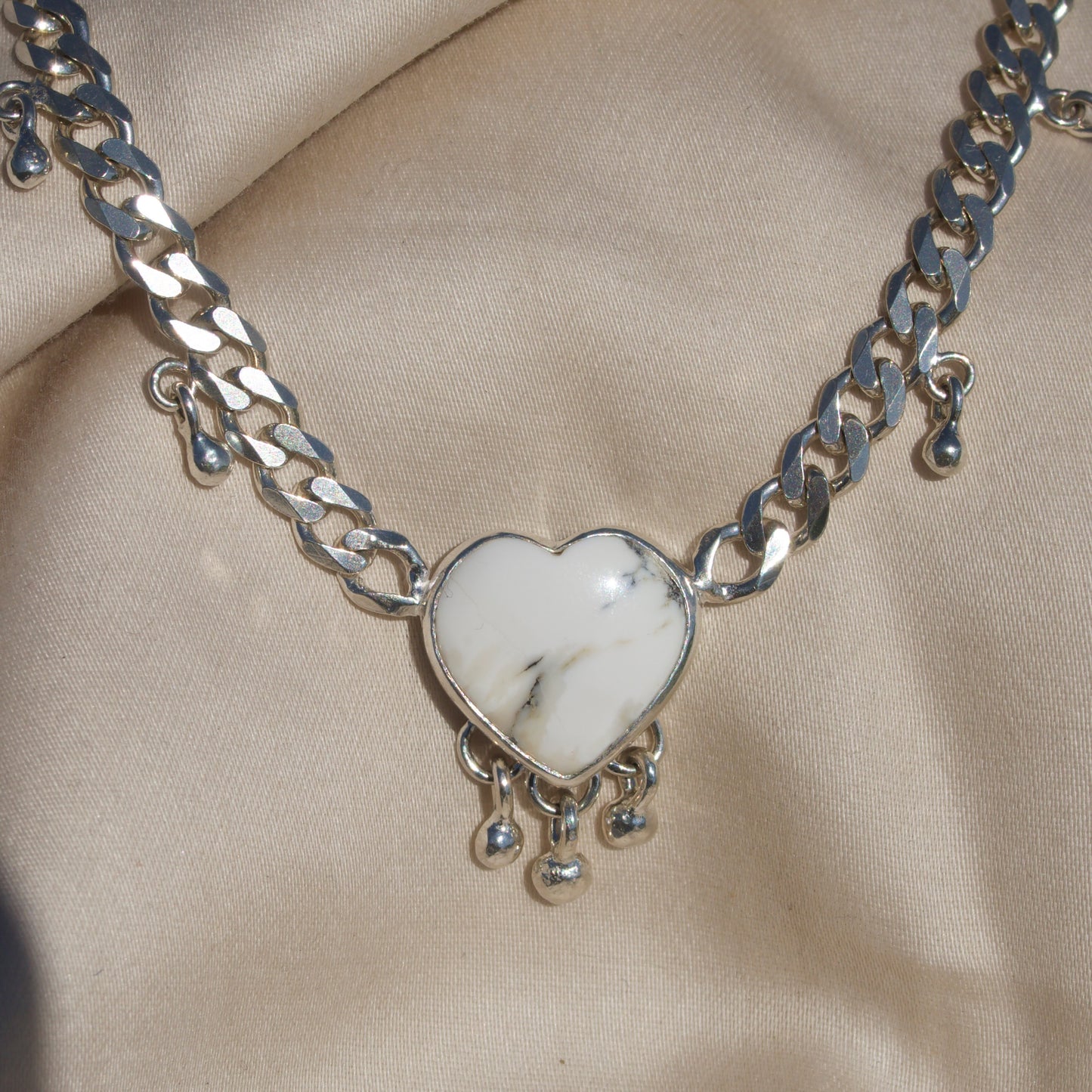 White Buffalo Heart Necklace