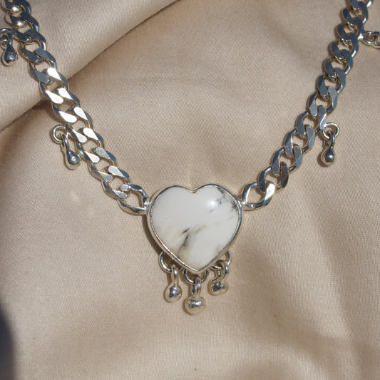 White Buffalo Heart Necklace