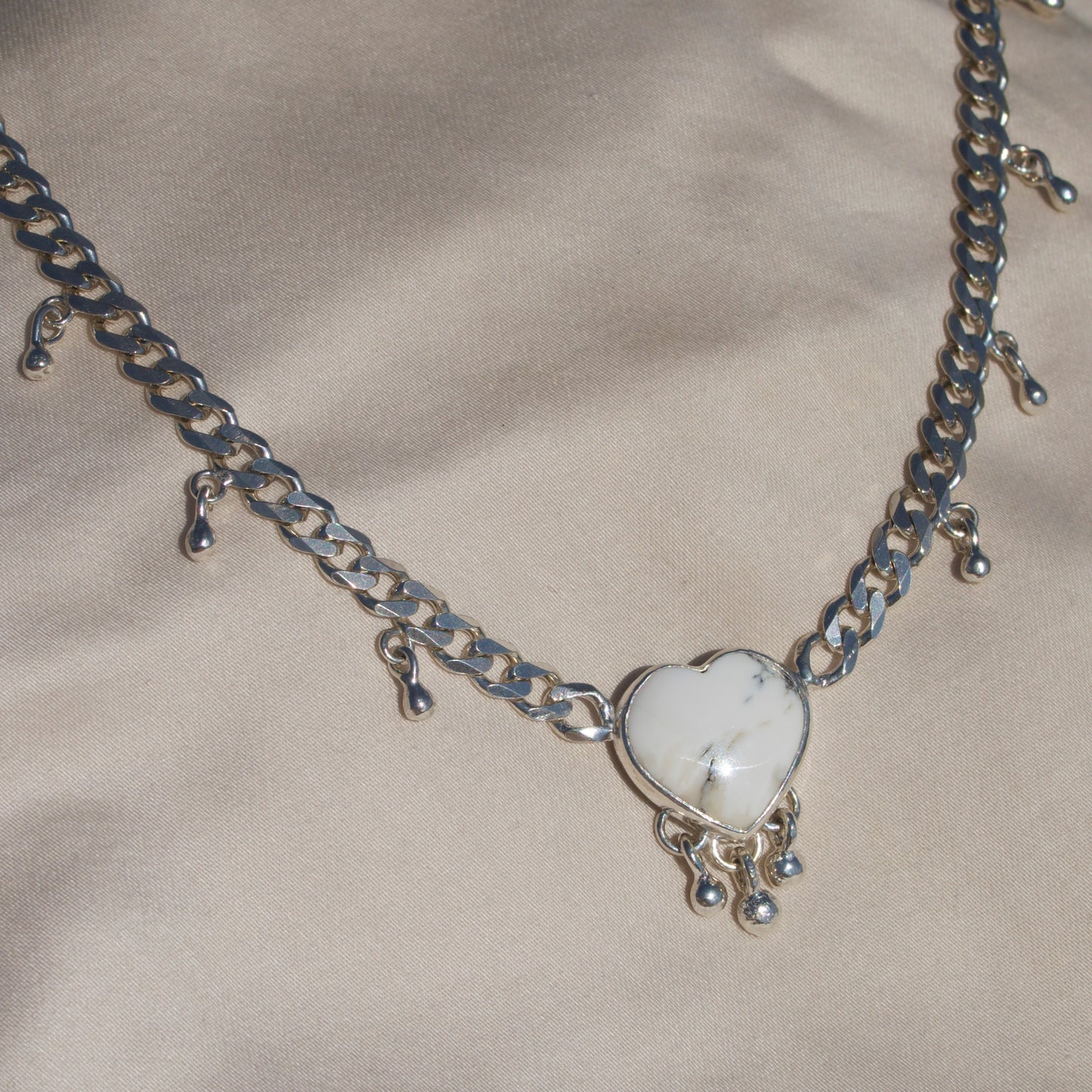 White Buffalo Heart Necklace
