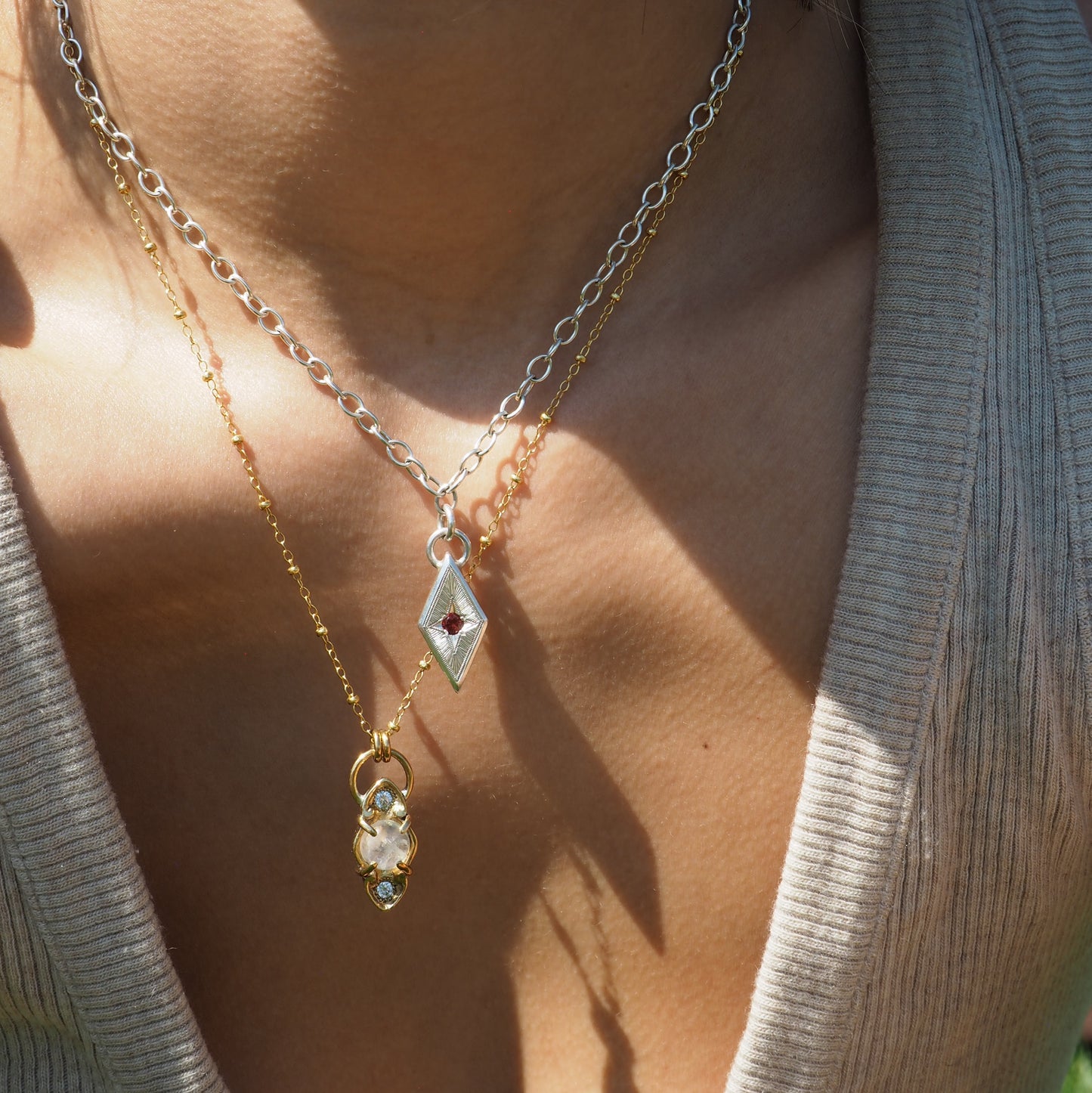 Brass Moonstone Necklace