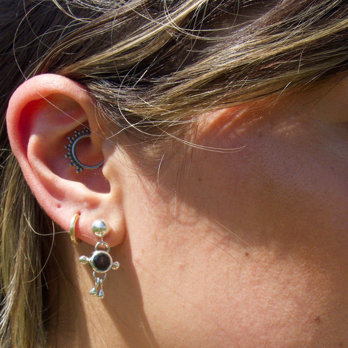 Smokey Quartz Dangley Studs
