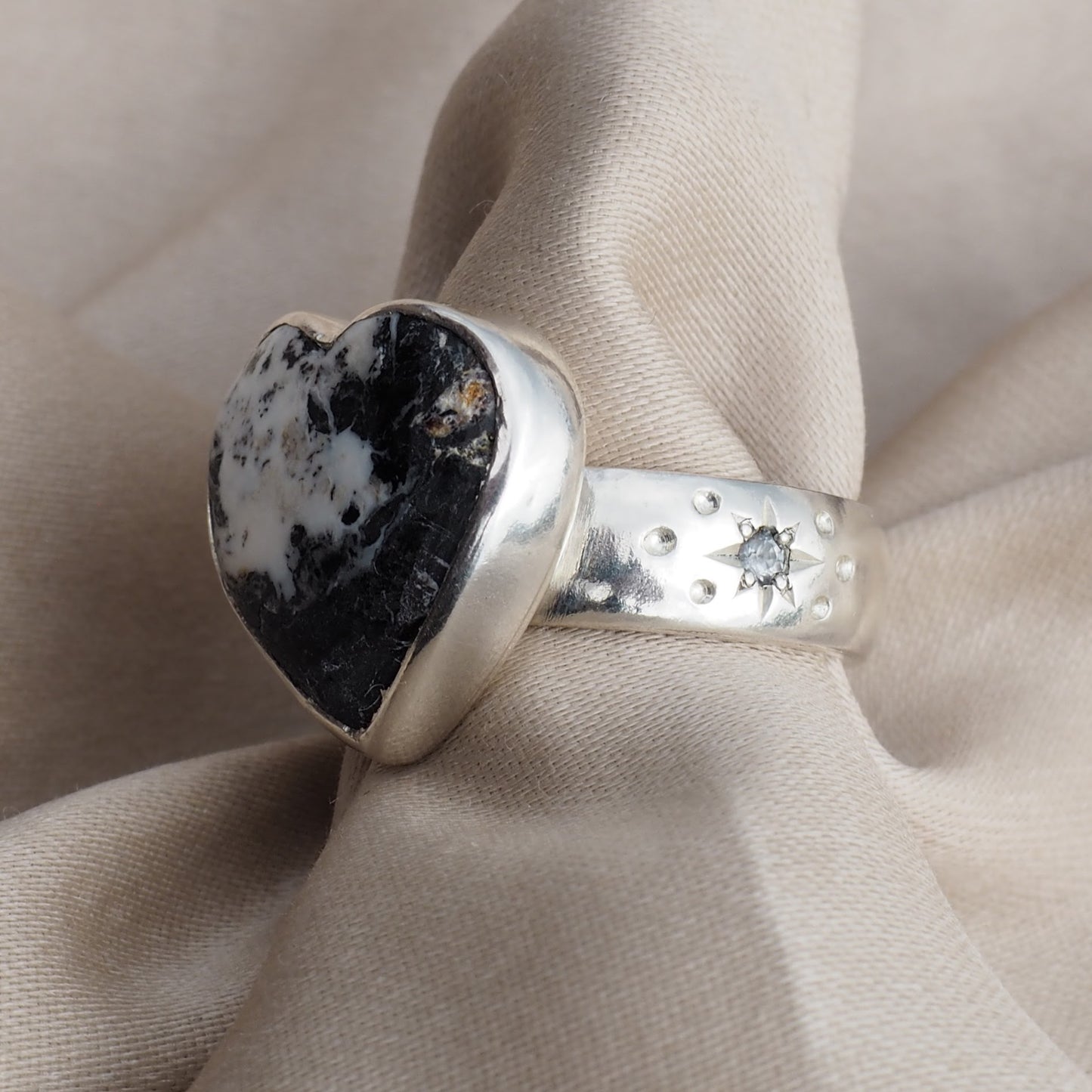 Size 8 / White Buffalo Heart Ring