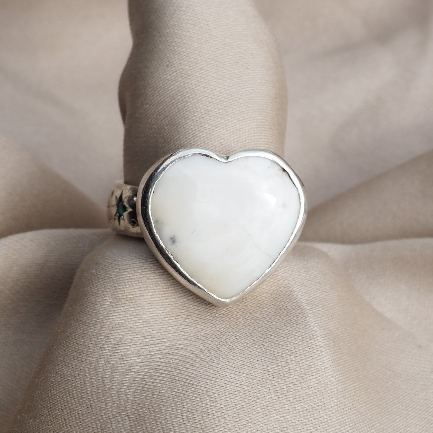Size 9 / White Buffalo Heart Ring