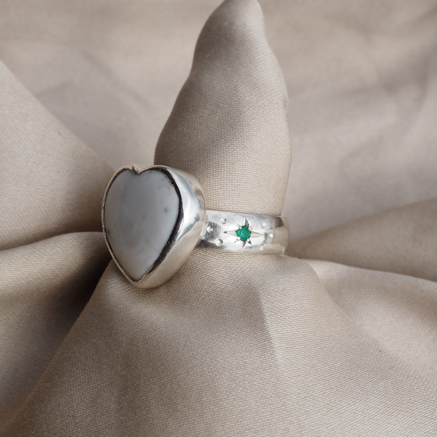 Size 9 / White Buffalo Heart Ring