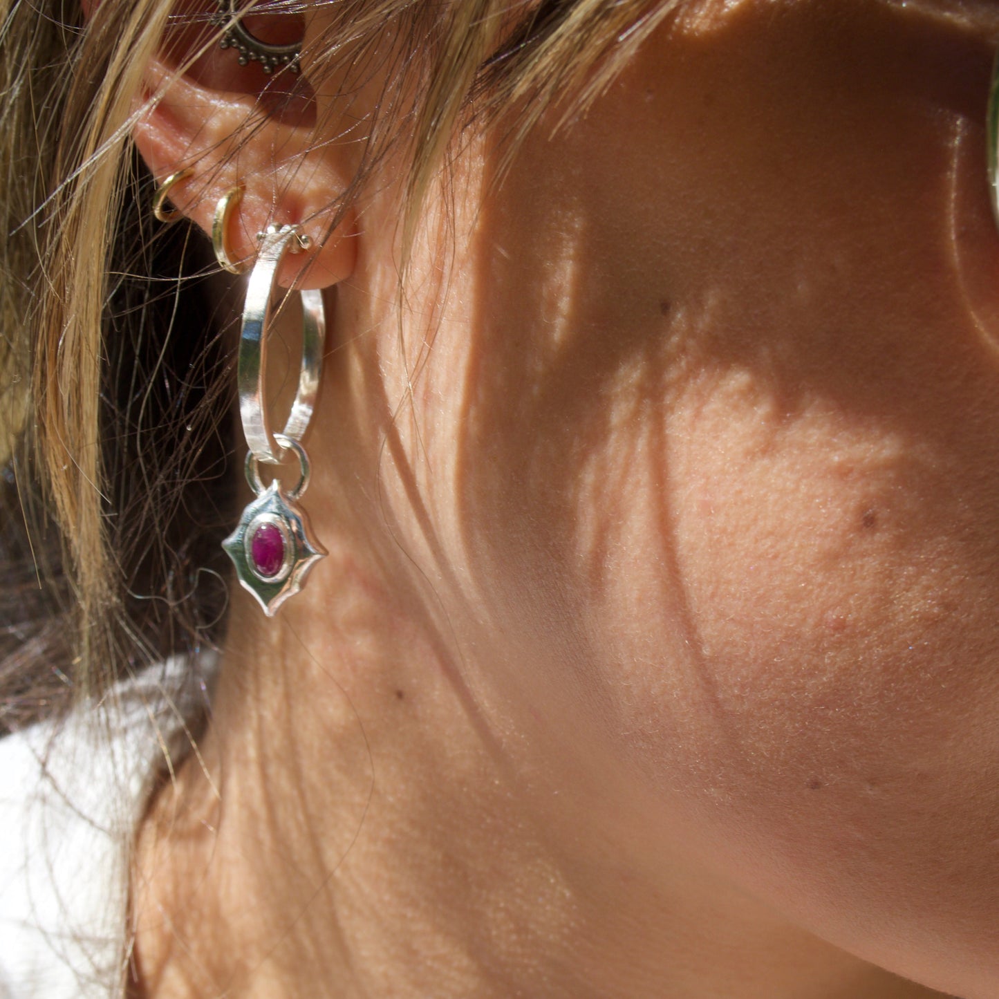 Ruby Tile Hoop Charms