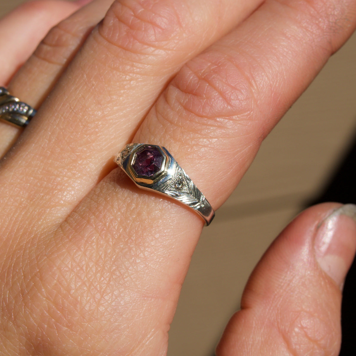 hand engraved silver ring