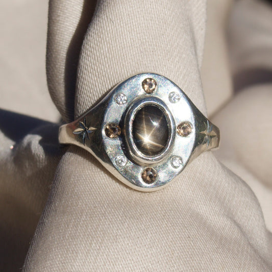 Size 7.25  / Black Star Sapphire
