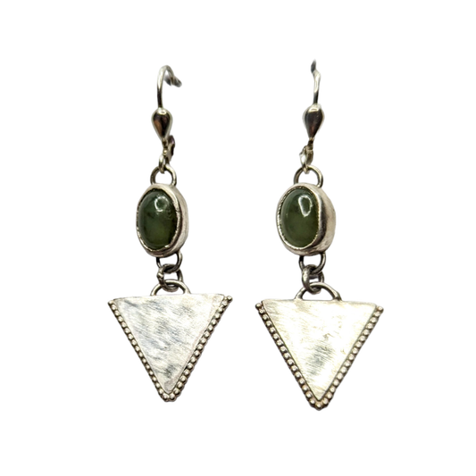 Jade Triangle Dangler Earrings