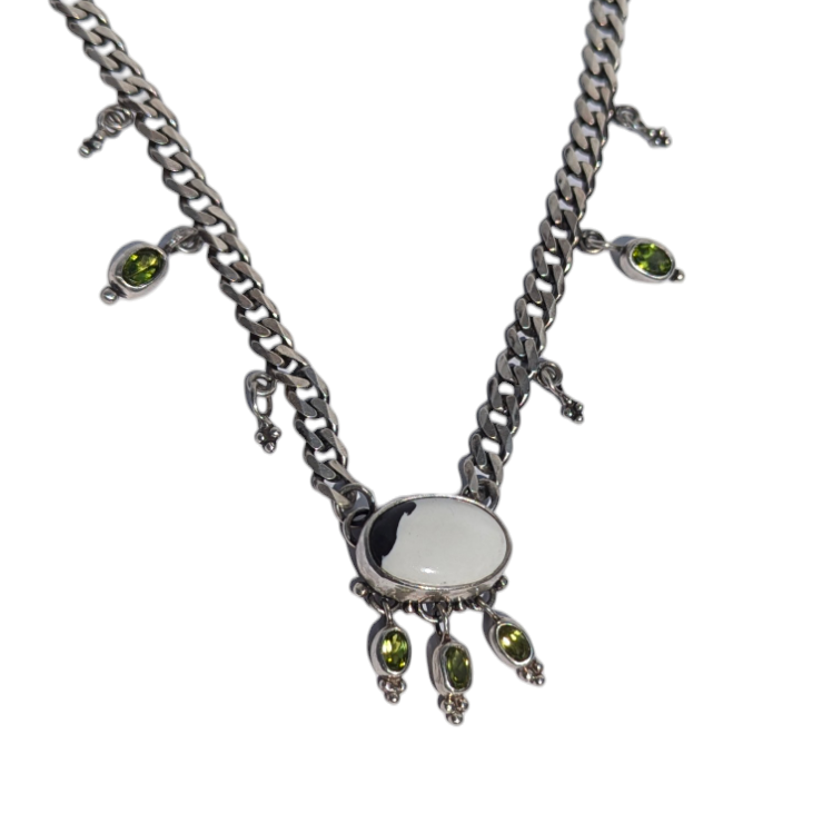 White Buffalo x Peridot Necklace